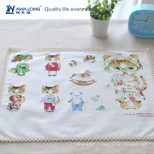 Tapis de table en tissu de lin pour dessin animé blanc pour tapis de dîner pour enfants